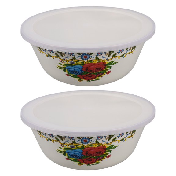 FONDOTIN 2Pcs Dough Mixing Bowl Enamelware for Kitchen Use 1500ml Capacity