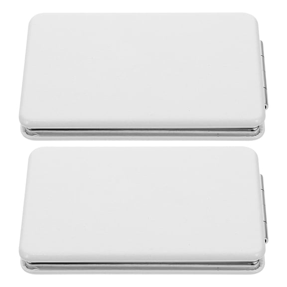 FONDOTIN Elegant Travel Mirror with PU and Iron Frame for Makeup 2Pcs