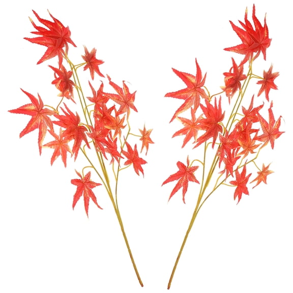 FONDOTIN 2Pcs Faux Maple Leaves Branches Red for Tsgiving Harvest Party Decoration