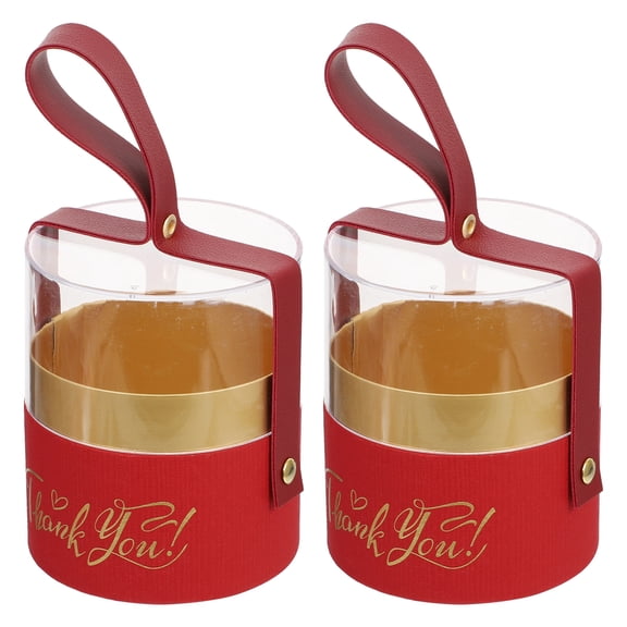 FONDOTIN 2-Pack Portable Red Cylinder Candy Containers Lightweight Storage Boxes for Party Supplies and Snacks