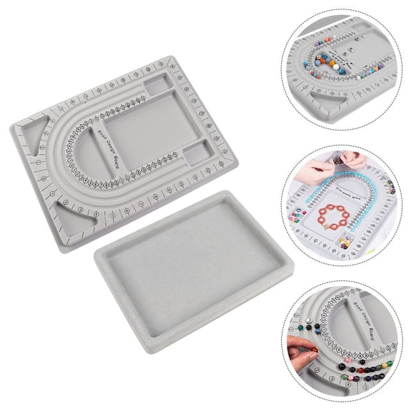 FONDOTIN 2Pcs Bead Design Trays Light Grey Plastic Jewelry Board for Arranging and nging Beads