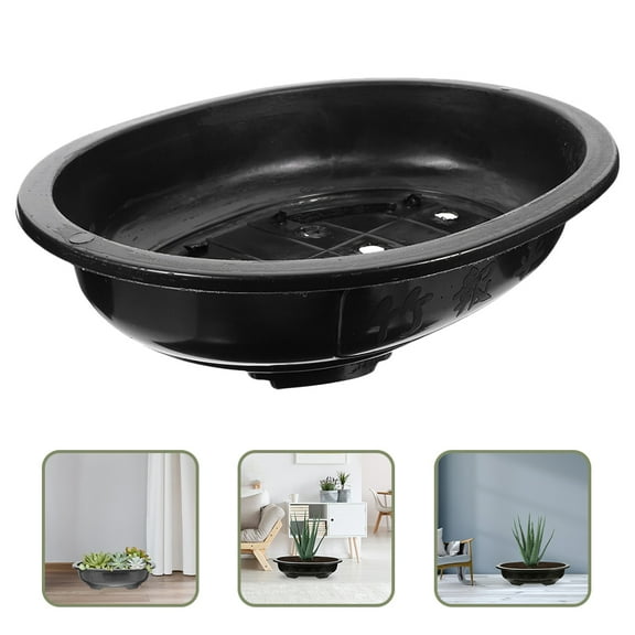 FONDOTIN 2Pcs Large Garden Pot Bonsai Planters Black Plastic Drainage Simple Home Use