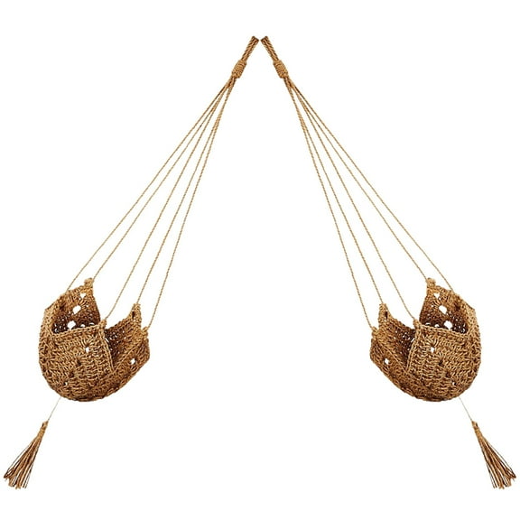 FONDOTIN 2Pcs Macrame Hangers for Hanging Plants Bracket in Brown Rope