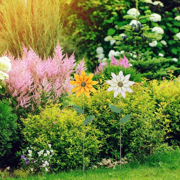 FONDOTIN 2Pcs Metal Garden Decorative Stakes Iron Red Outdoor Lawn Decorating