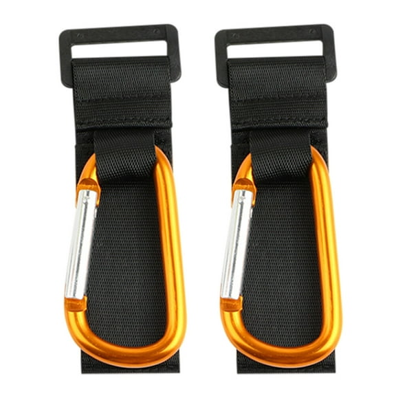 FONDOTIN 2Pcs Non-Slip Stroller Bag Hooks Durable Clips Golden PU for Outdoor Activities Simple Design