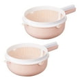 thumbnail image 1 of FONDOTIN Fruit and Vegetable Basket 2Pcs Pink Plastic Rice Washing Drain Basket with Handle for Home Users, 1 of 8