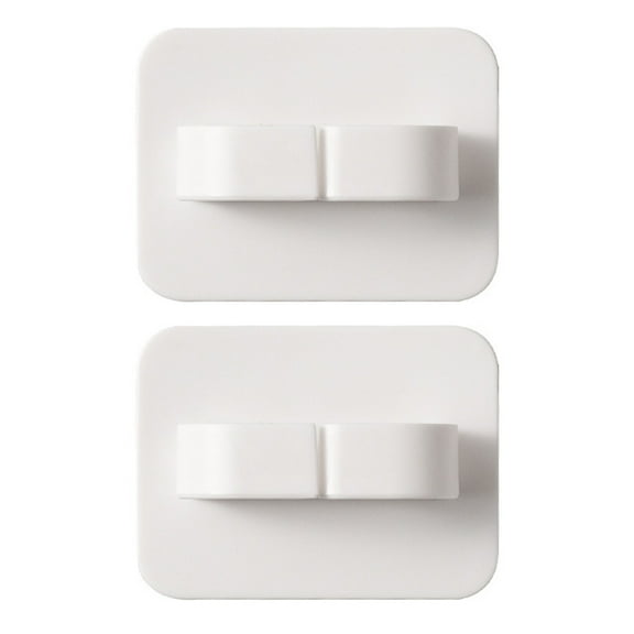 FONDOTIN Self-Adhesive Wall Hooks, White Plastic, Rust-Resistant, No Drilling Required 2Pcs