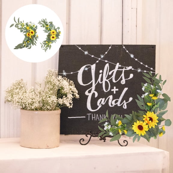 FONDOTIN 2Pcs Artificial Sunflower Flower Swag for Wedding Party Home Door Decor