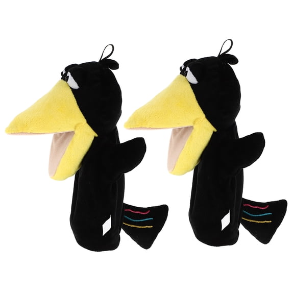 FONDOTIN 2pcs Hand Puppet Model Crow Hand Puppets in Black for Bedtime Stories and Story Telling