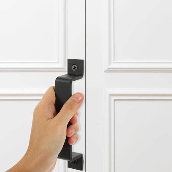 FONDOTIN 2Pcs Black Metal Gate Handle Stable Practical Pull Handle for Wooden Gates