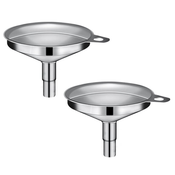 FONDOTIN 2Pcs Stainless Steel Kitchen Funnel Liquid Strainer Practical Oil Filling Tool