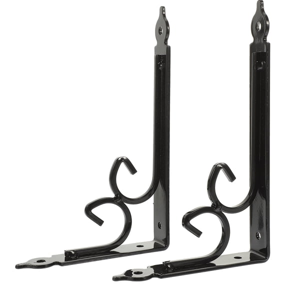 FONDOTIN Heavy Duty Shelf Brackets Multi Functional Iron 2Pcs Black