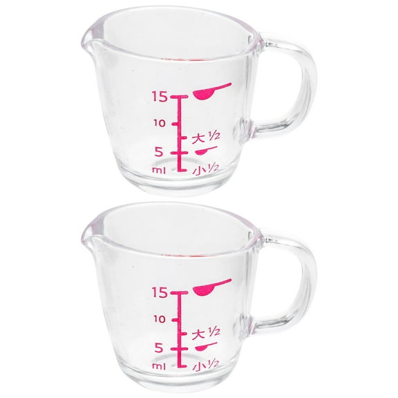 FONDOTIN 2pcs Clear Measuring Cups with Scales 15ml Plastic Graduated Beakers Liquid Mixing Cups with Spouts for Espresso