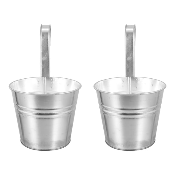 FONDOTIN 2pcs Small Metal Flower Bucket Iron Hanging for Outdoor Display