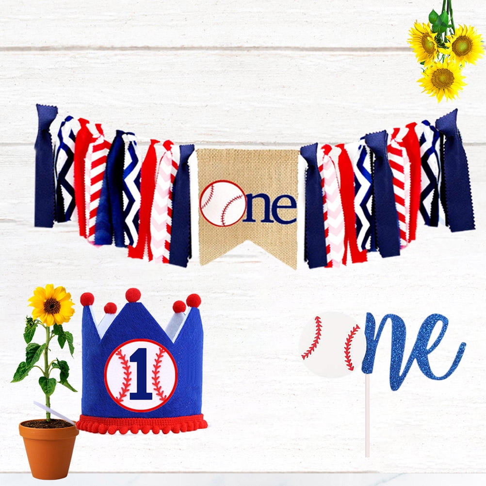 FONDOTIN Baseball Theme Pull Flag Cloth 3PCS Set Assorted Birthday Party