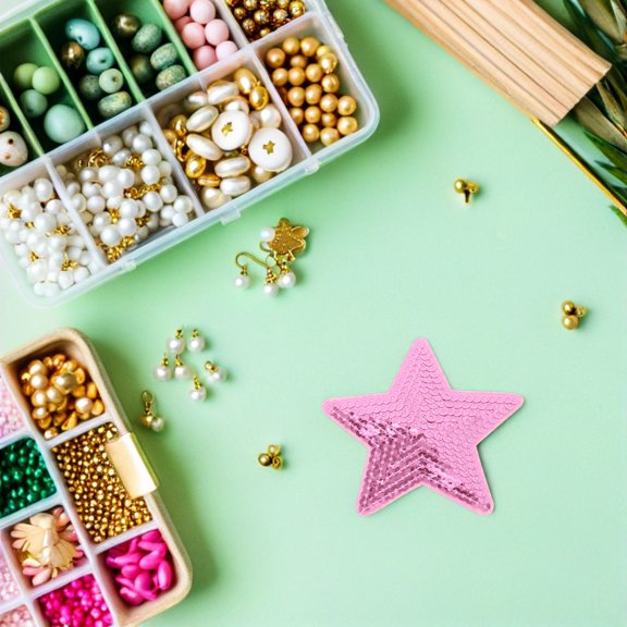 FONDOTIN 30 Pcs Star Sequin Patches, Iron Embroidered Appliques for Clothes