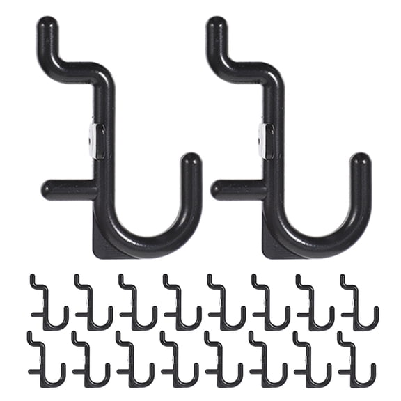 FONDOTIN Garage Organization Pegboard Hooks J-Shape Hook Black Plastic 30Pcs 2.0x1.4x0.2in