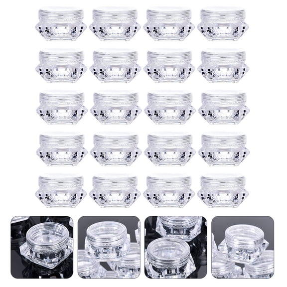 FONDOTIN 32Pcs Clear Small Sample Pots White Portable Mini Makeup Containers for Women