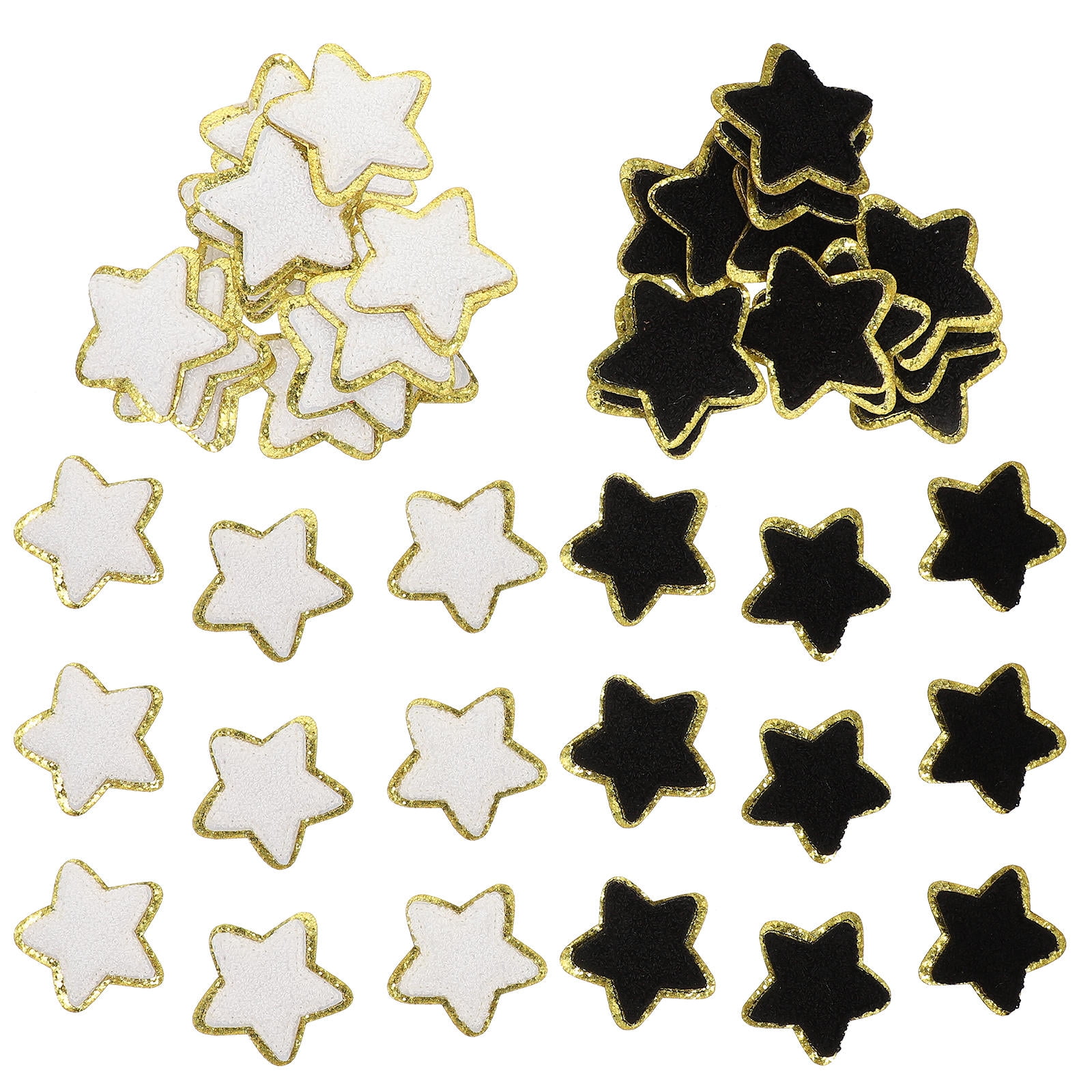 FONDOTIN 32Pcs Star Patch Appliques with Glitter Rim Iron on Clothes ...