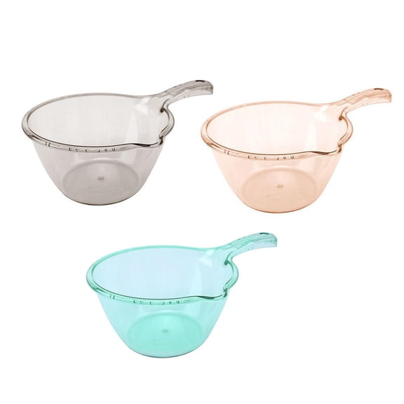 FONDOTIN 3Pcs Bailer for Kitchen Use Water Ladle Plastic with Simple Design in Green Red Grey
