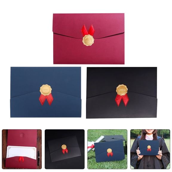 FONDOTIN Paperboard Diploma Cover Black 3Pcs