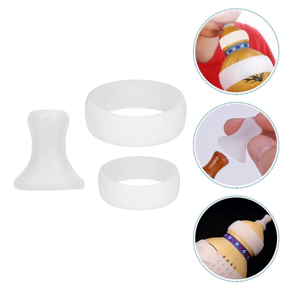 FONDOTIN 3Pcs Cucurbit Flute Parts White Silicone Impact Resistance for Musicians Performance