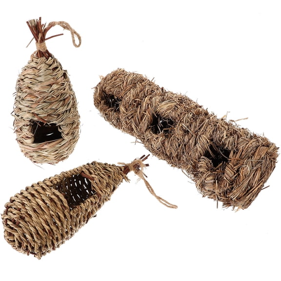 FONDOTIN Light Brown Woven Bird House Natural Material for Outdoor Hanging