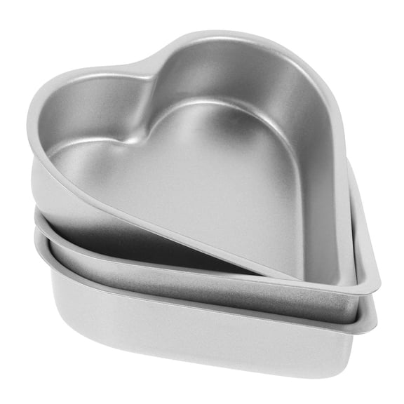 FONDOTIN 3Pcs Metal Heart Baking Molds Non Stick Baking Pans for Small Cakes Muffins and More