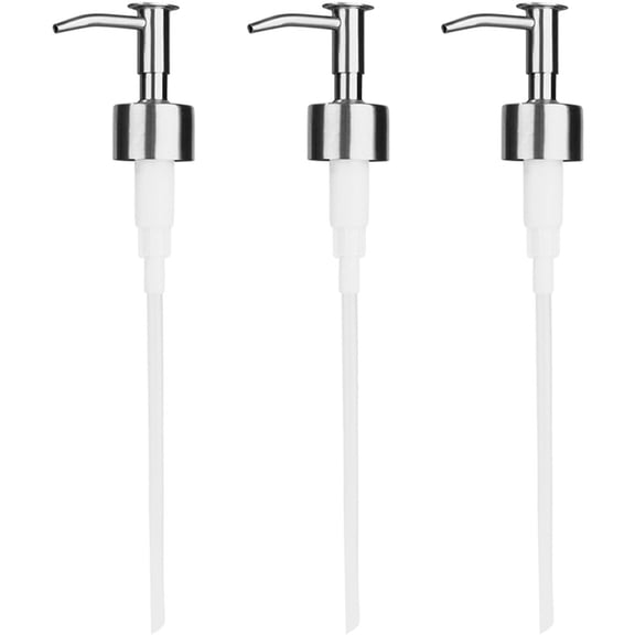 FONDOTIN 3Pcs Easy Install Stainless Steel Pressing Pump for Soap Bottle Replacement