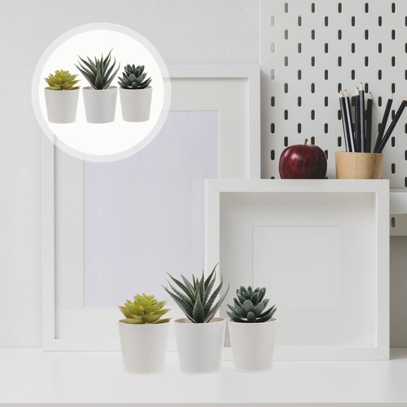 FONDOTIN 3Pcs Plastic Bonsai Artificial Plant Adornments for Bookshelf Bathroom