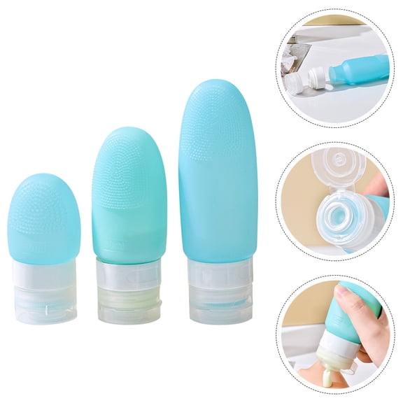 FONDOTIN 3Pcs Reusable Silicone Travel Containers for Liquids Leakproof and Easy to Refill