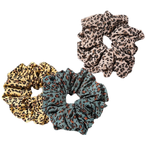 FONDOTIN 3Pcs Leopard Print Elastic Hair Scrunchies Ponytail Holders for Stylish Hair Decoration