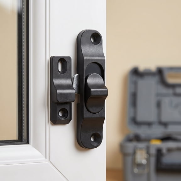 FONDOTIN 3Pcs Modular Window Lock Set for Sliding Windows Black Aluminum Alloy Double Hung Sash Lock