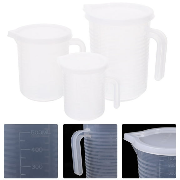 FONDOTIN 3-Piece Transparent Liquid Measuring Cups Set with Easy-Grip Handles, Plastic for Precise Kitchen Measurements
