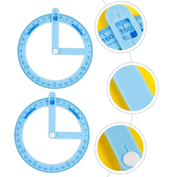 FONDOTIN 3Pcs Blue Teaching Aid Plastic Protractor 360 Degree for Mathematics Supplies