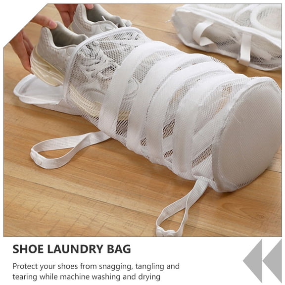 FONDOTIN White Mesh Laundry Bags for Shoes in Washer, 3-Pack Shoe Wash Bags