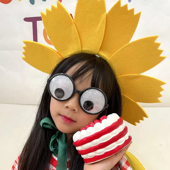 FONDOTIN 3 Pcs Sunflower Crown Headwear Non-woven Fabric Adjustable Ribbon Yellow 14.2x0.4in Birthday Party Adults