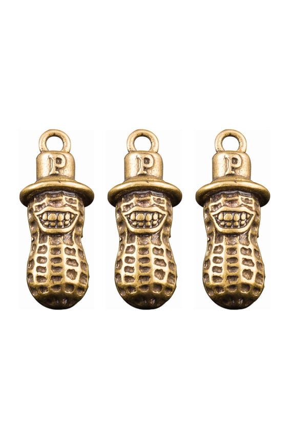 3-Pack Brass Peanut Keychain Charms, Assorted Colors, Hanging Ornaments for Stylish Key Decoration