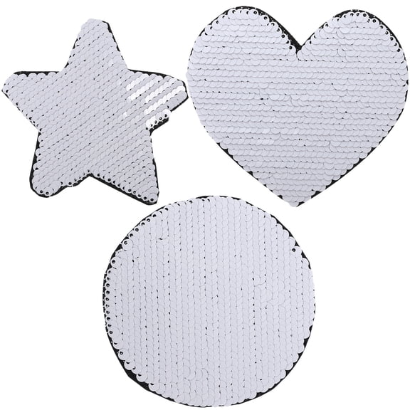 FONDOTIN 3Pcs Sequin Cloth Patches Decorative White for DIY Decoration and Fashion Projects