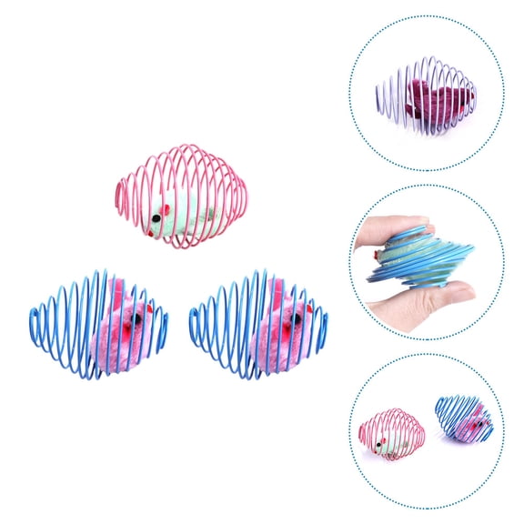 FONDOTIN Plush Cat Teaser Mice for Indoor Cats Assorted Color Bite Resistant Plaything 3Pcs