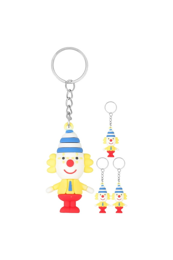 Clown Key Chain Pendant Multi-Color 4Pcs 4.5x1.2x0.6in Zinc Alloy Backpack Charm