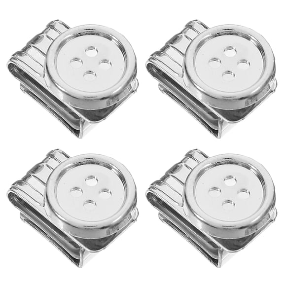 FONDOTIN Metal Suspenders Buttons No Sew Pants Button Ends Alloy 4pcs Silver