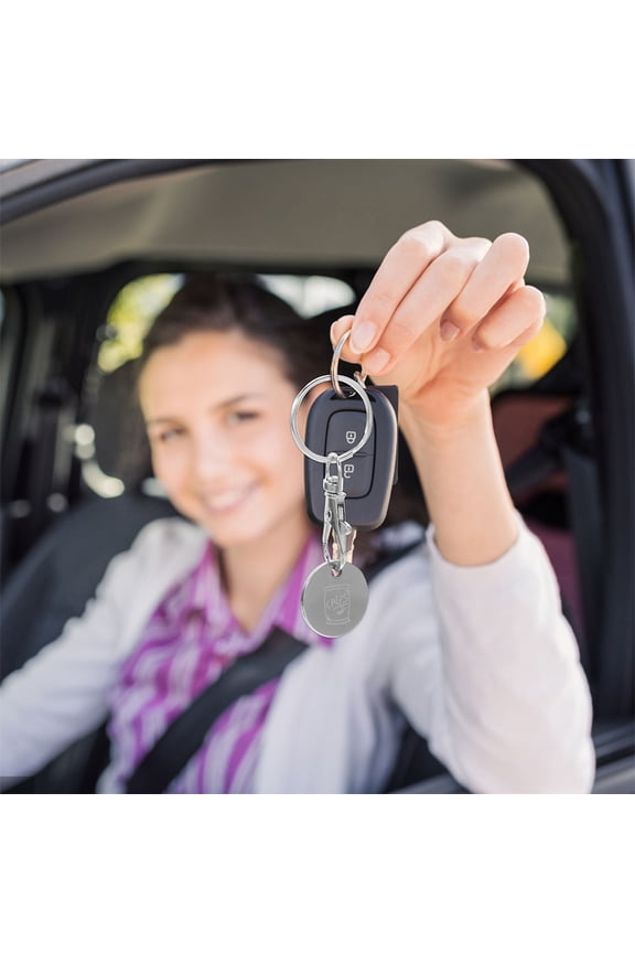 Grocery Shopping Trolley Token Keychain Silver 4Pcs 2.95X0.91X0.2In