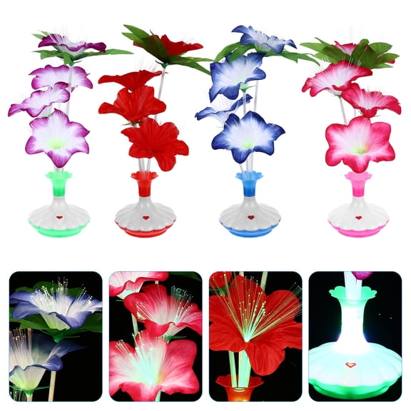 FONDOTIN 4 Pcs for Adults Fiber Optic Flower Artificial Flower Light Child 30x15x10cm