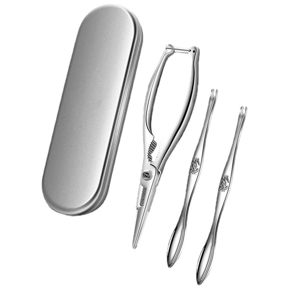 FONDOTIN 4 Pieces of Multi-purpose Seafood Cracker Tool Set in Stainless Steel for Kitchen
