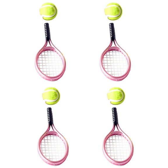 FONDOTIN 4 Sets of Racket Decoration Mini Tennis Rackets Plastic DIY Fun Assorted Color