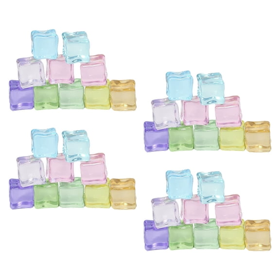 FONDOTIN 40Pcs Fake Ice Cubes Cube Shape Luminous And Decorative For Fish Tank Decorations General Users