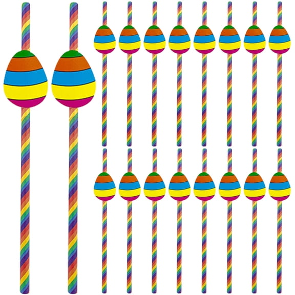 FONDOTIN Easter Design Paper Straws Multi Color Pastel for Decor Easy Use No Cleaning