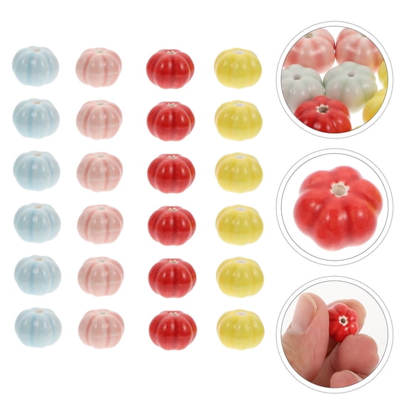 FONDOTIN Pumpkin Beads For Bracelets Assorted Color 40Pcs 1.4X0.39In