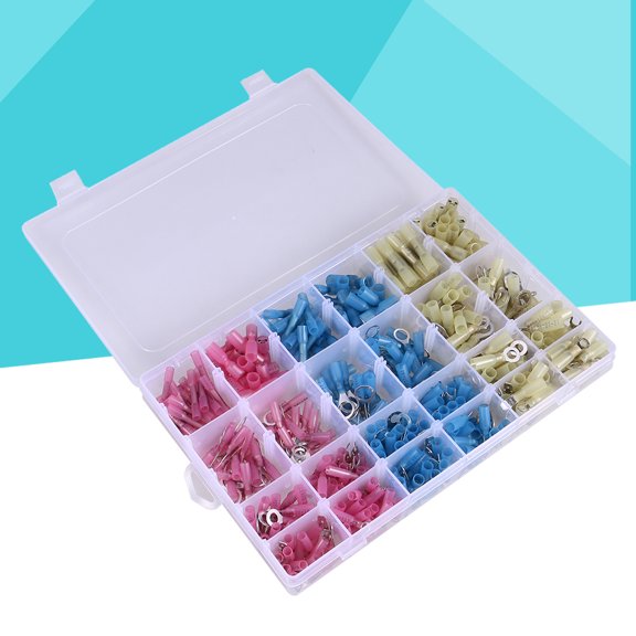 FONDOTIN 481Pcs Solder Ring Heat Shrinkable Tube Terminal For Cable Sleeve 4X1.4in